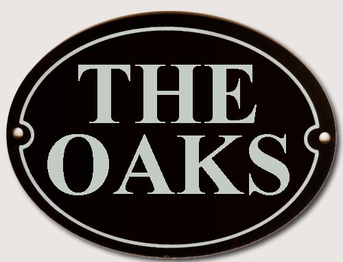 House Name Oval Black enamel plate with White letters 300mm wide x 200mm high. &nbsp; POA